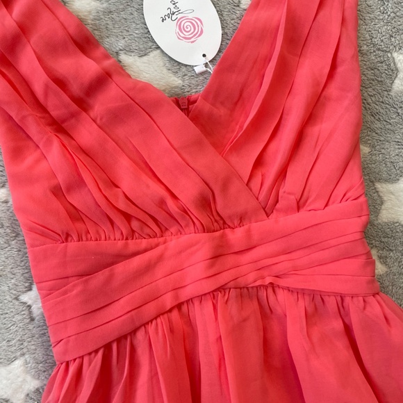 Happy Rose NWT Junior Girls Long Chiffon Coral Party Dress Size 16 - Picture 7 of 9